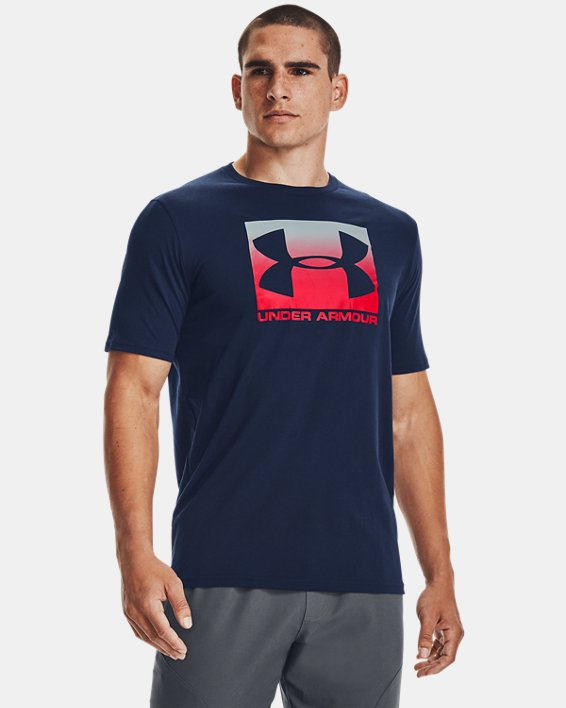 T-shirt voor heren UA Boxed Sportstyle met korte mouwen, Blue, pdpMainDesktop image number 0